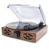 KouRy High Fidelity Belt Drive Turntable with Built-in Speakers, Vinyl Record Player with Magnetic Cartridge, Wireless Playback and Aux-in Functionality, Brown view 4