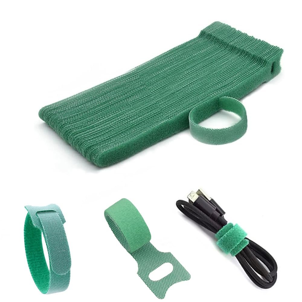100pcs Releasable Cable Organizer Ties Mouse Earphones Wire Management Nylon Cable Ties Reusable Loop Hoop Tape Straps Tie(Green,6inch)