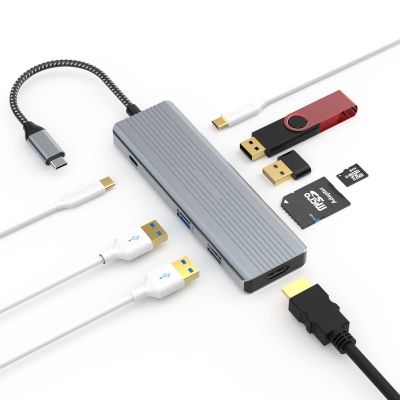 USB C Hub, TOTU USB C 20w PD Docking Station with 4K HDMI, 2*USB 3.0 Type-A, USB C Hub Adapter for Windows, USB C Data Transfer Port, 2*USB 2.0 Type-A, SD/TF