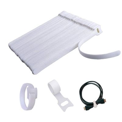 100pcs Releasable Cable Organizer Ties Mouse Earphones Wire Management Nylon Cable Ties Reusable Loop Hoop Tape Straps Tie(White,8inch)
