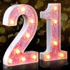 21st Decorative LED Light Up Numbers 21st Marquee Light Up Numbers Sign Birthday Table Decoration Glitter Pink 1 and 2 Suitable for Birthday Wedding Anniversary Party Home Bar Party Decor view 1