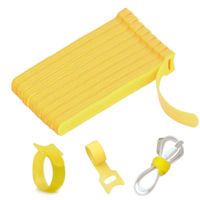 100pcs Releasable Cable Organizer Ties Mouse Earphones Wire Management Nylon Cable Ties Reusable Loop Hoop Tape Straps Tie(Yellow,7inch)