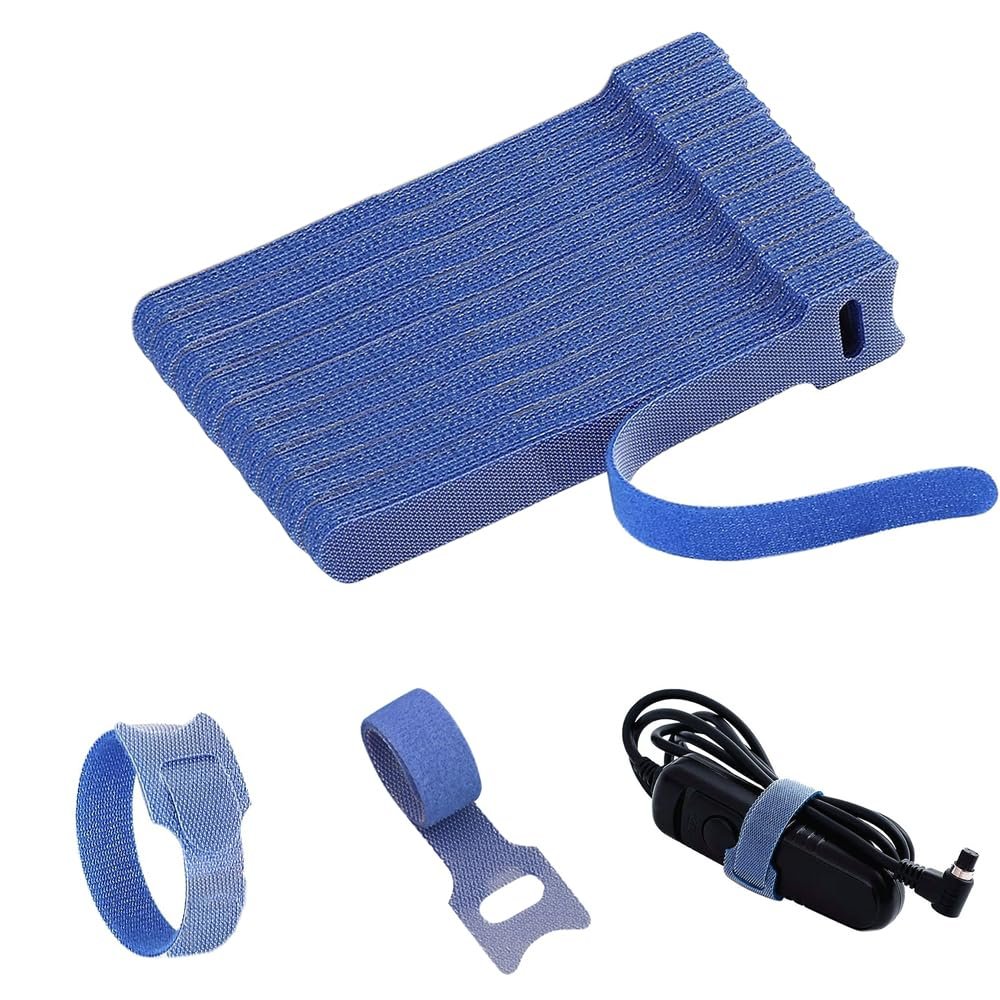 100pcs Releasable Cable Organizer Ties Mouse Earphones Wire Management Nylon Cable Ties Reusable Loop Hoop Tape Straps Tie(Blue,6inch)