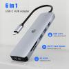 TOTU 6 in 1 Docking Station, USB C Adapter with 4K HDMI Output USB C HUB, USB 3.0 Up to 5Gpbs, Compatible with Laptop and Other Type C Devices, SD&TF Card Slot view 2
