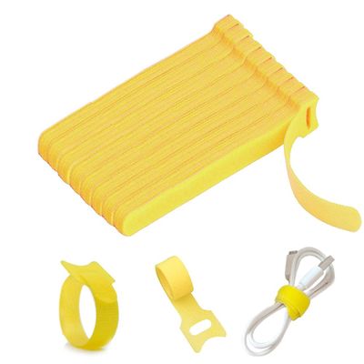 100pcs Releasable Cable Organizer Ties Mouse Earphones Wire Management Nylon Cable Ties Reusable Loop Hoop Tape Straps Tie(Yellow,6inch)