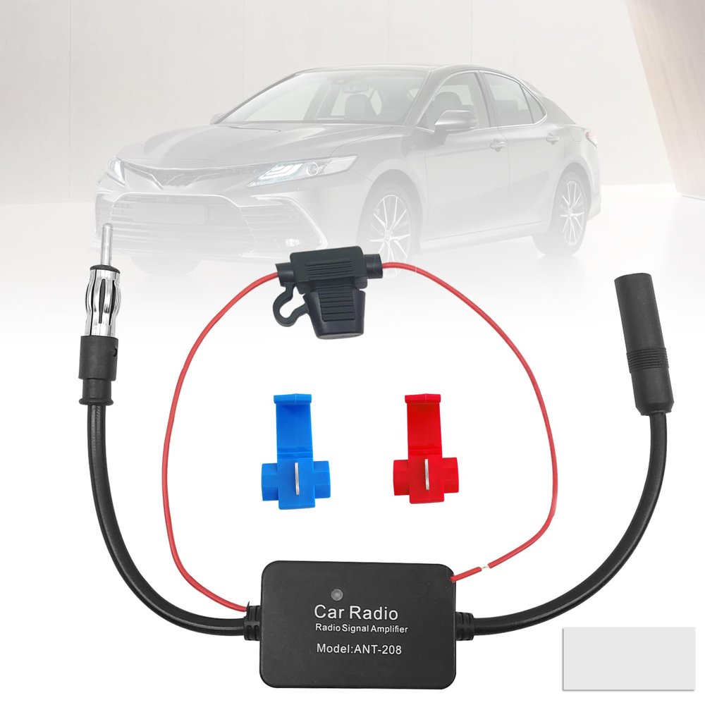 12V Car Booster 25 db - Amplify Signal & Reduce Noise AM FM Radio Universal Car FM AM Radio Amplifier for Car Stereo,Media,Head Unit Receiver