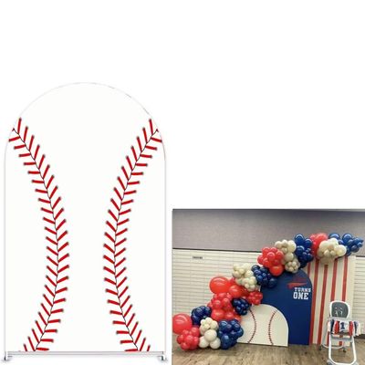Aerdce Baseball Theme Arch Stretchy Fabric Covers Chiara Background Arched Stand Backdrop Cover for Boys Birthday Party Baby Shower Decoration Banner(Cover and Stand)