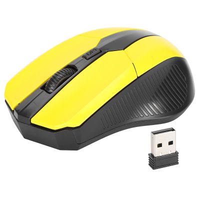 2 4G Ergonomic Optical Mouse with USB Receiver for Notebook,Mouse, PC, Laptop, Computer(Yellow)