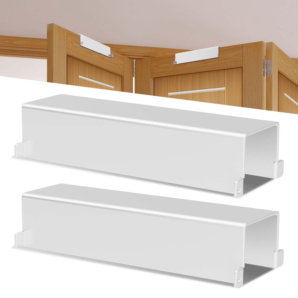 Bifold Door Lock,Fits Bi-Fold Doors from 1 1/8" - 1 3/8" Thick- Double Door Safety Locks Keep Toddler, Cats&Dogs Out of Closets, Cabinets, Pantry| Installation-Free (White, Big 2PCS)