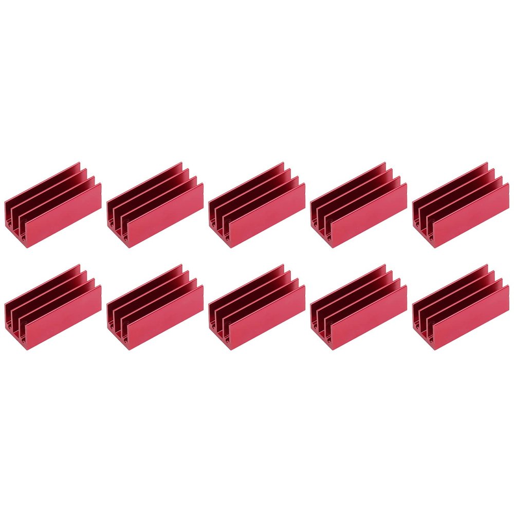10Pcs Heat Sink 40x16x16mm Heat Sink Aluminium Aluminum Heatsink Cooler Cooling Radiator Set for Electronic CPU Chip Power Module Red