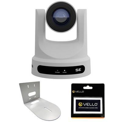 PTZOptics Move SE SDI/HDMI/USB/IP PTZ Camera with 30x Optical Zoom (White) Bundle with HuddleCamHD (White) HCM-1 Small Universal Wall Mount Bracket and Anti-Static Screen Cleaning Wipes