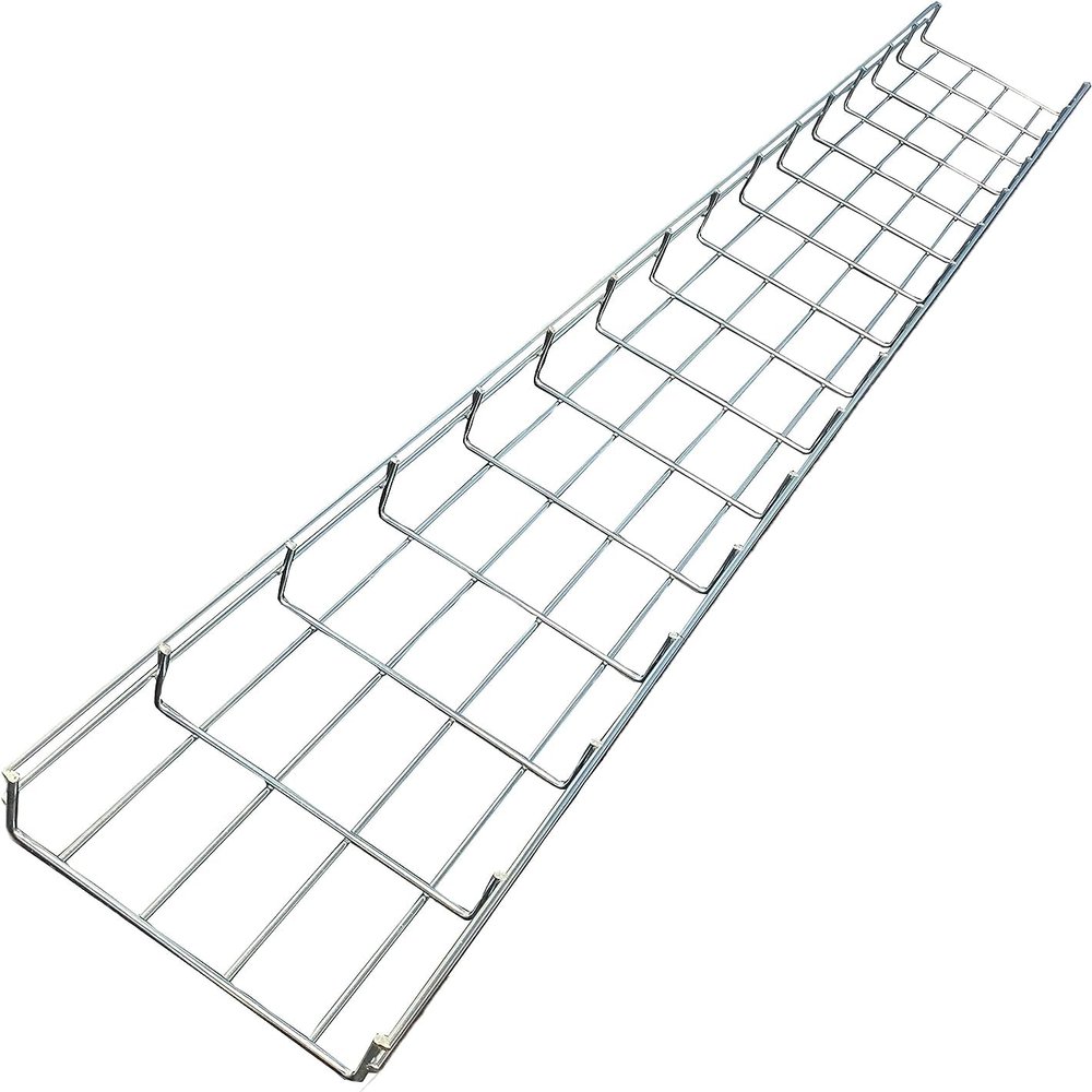 Kable Kontrol Cable Tray- 5 Feet Long - 8" Width, 4 Depth Wire Mesh Tray Cable Management Rack Cords Organizer Cable Basket, Zinc Plated Steel NEC Approved for Network, Fiber Optic, Cabling