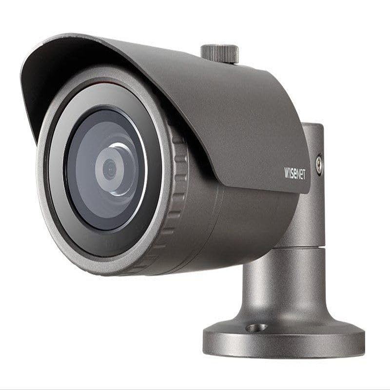 Hanwha QNO-7032R 4MP IR WDR Outdoor Network H.265 PoE Bullet Camera with 6mm Fixed Focal Lens, Dark Grey/Aluminum