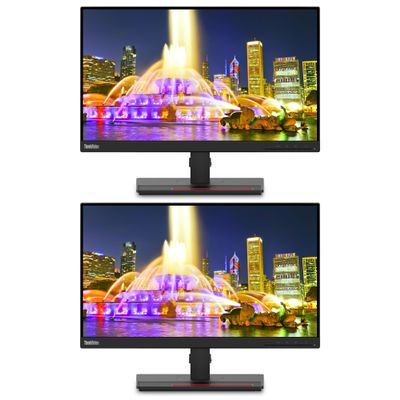 Lenovo ThinkVision T22i 22-inch 1920 x 1080 LED Backlit Full HD Widescreen LCD Monitor, 2-Pack Bundle with HDMI, VGA, DisplayPort, USB Hub