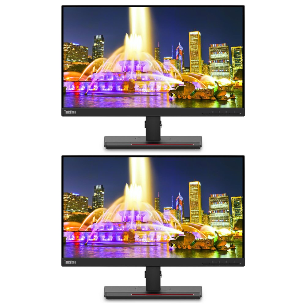 Lenovo ThinkVision T22i 22-inch 1920 x 1080 LED Backlit Full HD Widescreen LCD Monitor, 2-Pack Bundle with HDMI, VGA, DisplayPort, USB Hub