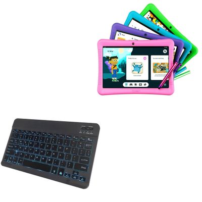 BoxWave Keyboard Compatible with Contixo K102 (10 in) - SlimKeys Bluetooth Keyboard - with Backlight, Portable Slim LED 7 Colors - Jet Black