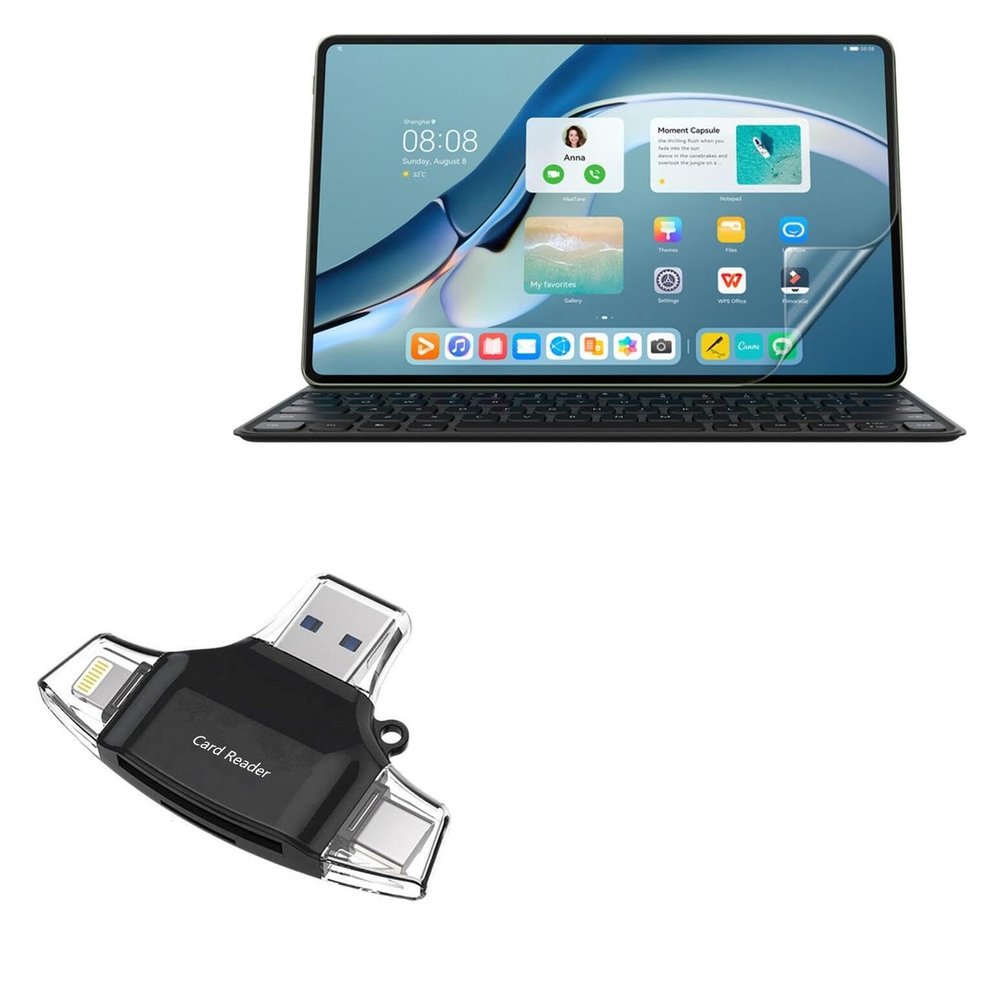 BoxWave Smart Gadget Compatible with Huawei MatePad Pro (12.6 in) - AllReader SD Card Reader, microSD Card Reader SD Compact USB - Jet Black