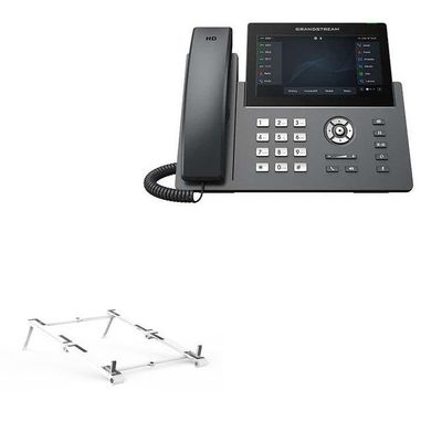 BoxWave Stand and Mount Compatible with Ooma 2670W IP Phone - Pocket Aluminum Stand 3-in-1, Portable Multi Angle Viewing Riser - Metallic Silver