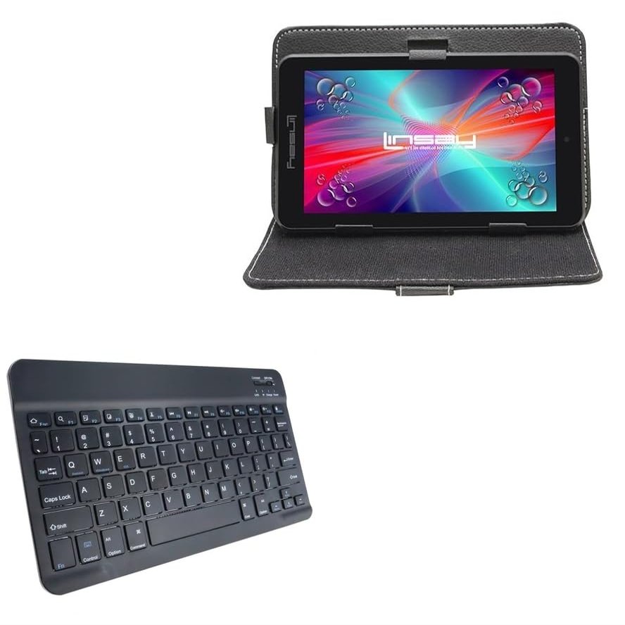 BoxWave Keyboard Compatible with Linsay F-7XHDB (7 in) - SlimKeys Bluetooth Keyboard, Portable Thin with Chiclet-Style Keys - Jet Black