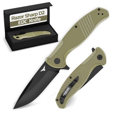 FOUNDING FORGERS NITE SHELL Pocket Knife for Men  D2 Steel Folding Pocket Knife, EDC Pocket Knife with G10 Handle & Pocket Clip  Tactical Everyday Carry Knife with Case