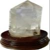 Clear Quartz Tower with Custom-Carved Wooden Stand view 1