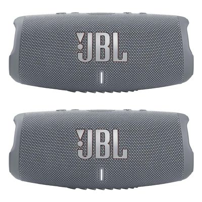 JBL Charge 5 - Waterproof Portable Bluetooth Speaker - Gray/Gray (Pair)