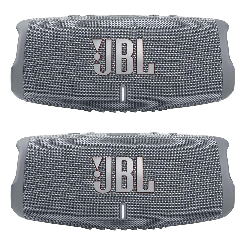 JBL Charge 5 - Waterproof Portable Bluetooth Speaker - Gray/Gray (Pair)