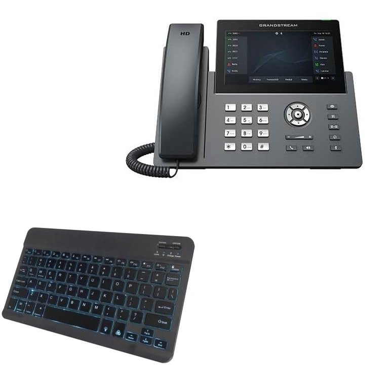 BoxWave Keyboard Compatible with Ooma 2670W IP Phone - SlimKeys Bluetooth Keyboard - with Backlight, Portable Slim LED 7 Colors - Jet Black