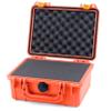 Pelican 1150 Case, Orange with Yellow Latches, Pick & Pluck Foam with Convolute Lid Foam view 1
