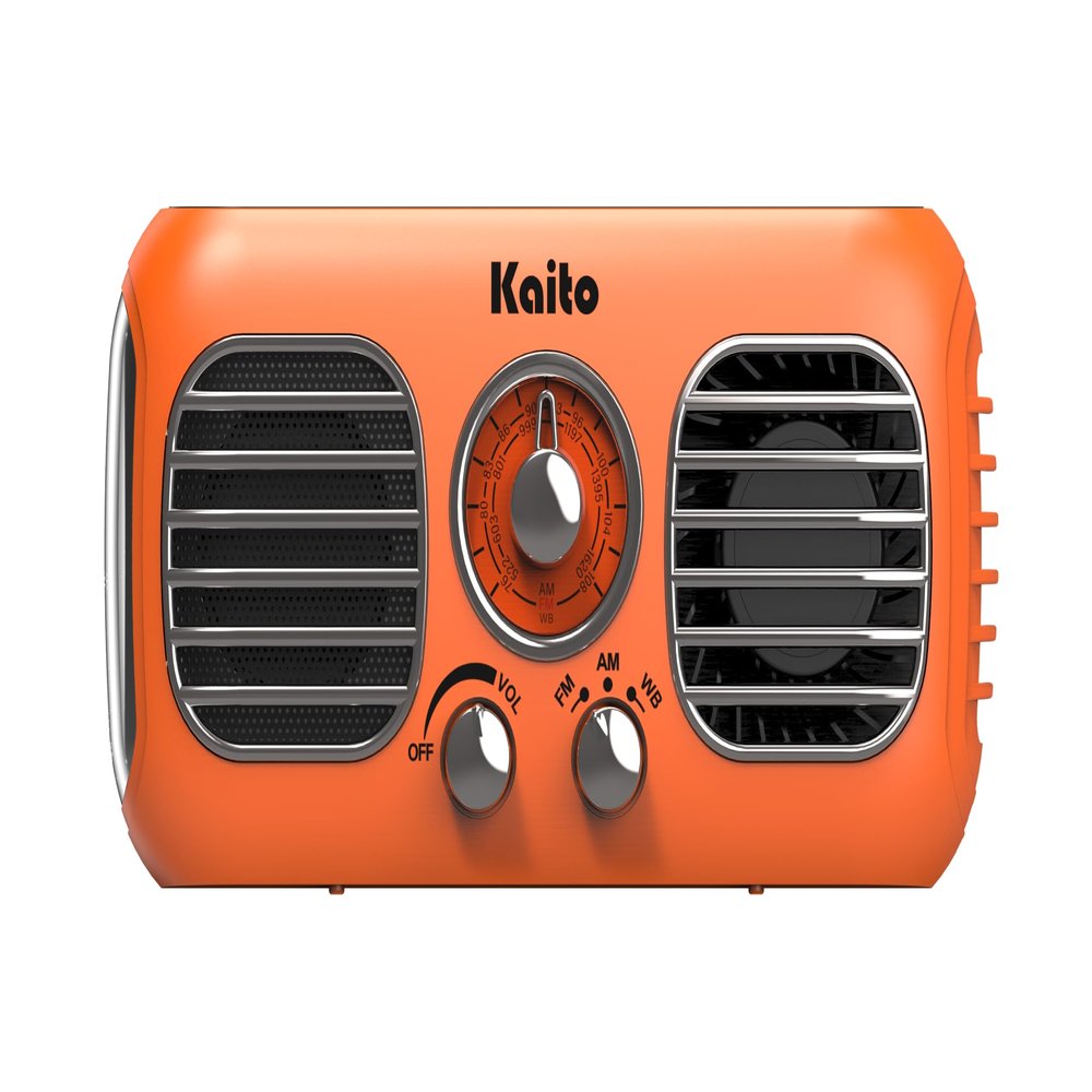 Kaito KA777 Emergency Radio & Portable Fan  AM/FM NOAA Weather Radio and 4,000 mAh Power Bank Rechargeable with Solar Panel and Hand Crank (Orange)
