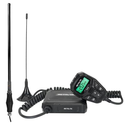 Retevis RA86 GMRS Mobile Radio, Bundle with MR300 Fiberglass Antenna, Integrated Control Mic, NOAA 8 Repeater Channels, GMRS Communication kit for Offroad 4x4