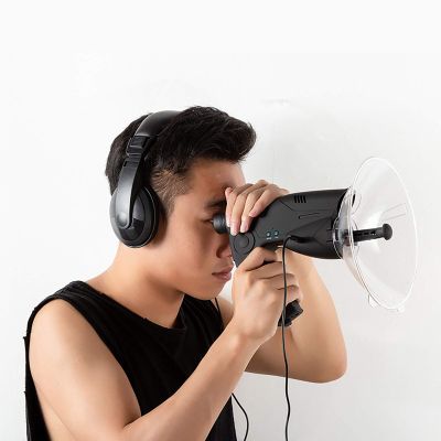 ROLTIN Parabolic Microphone Bionic Ear Nature Observing Record Listening Observing Device Long Range Listening Device Monocular X8 Times Long Distance Hearing Device,Batte