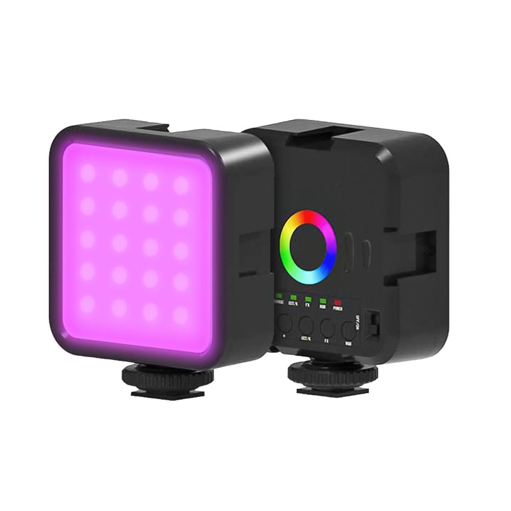 Andoer RGB Video Light, Camera Light 360 Full-Color 3000K-9000K Dimmable Photography Lighting with 1200mAh Battery USB Charging Port 3 Cold Shoes for Youtube, Vlogging, Tiktok