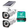 WALI Solar Powered Fake Camera with Motion Sensor Floodlight, 2 Pack, White view 1