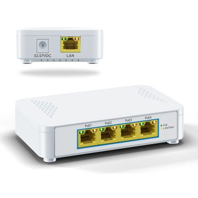 5 Port Gigabit PoE Switch - 4 PoE+ Ports, 60W Total, Plug and Play, Small Desktop Switch for Camera/Access Point/IP Phones