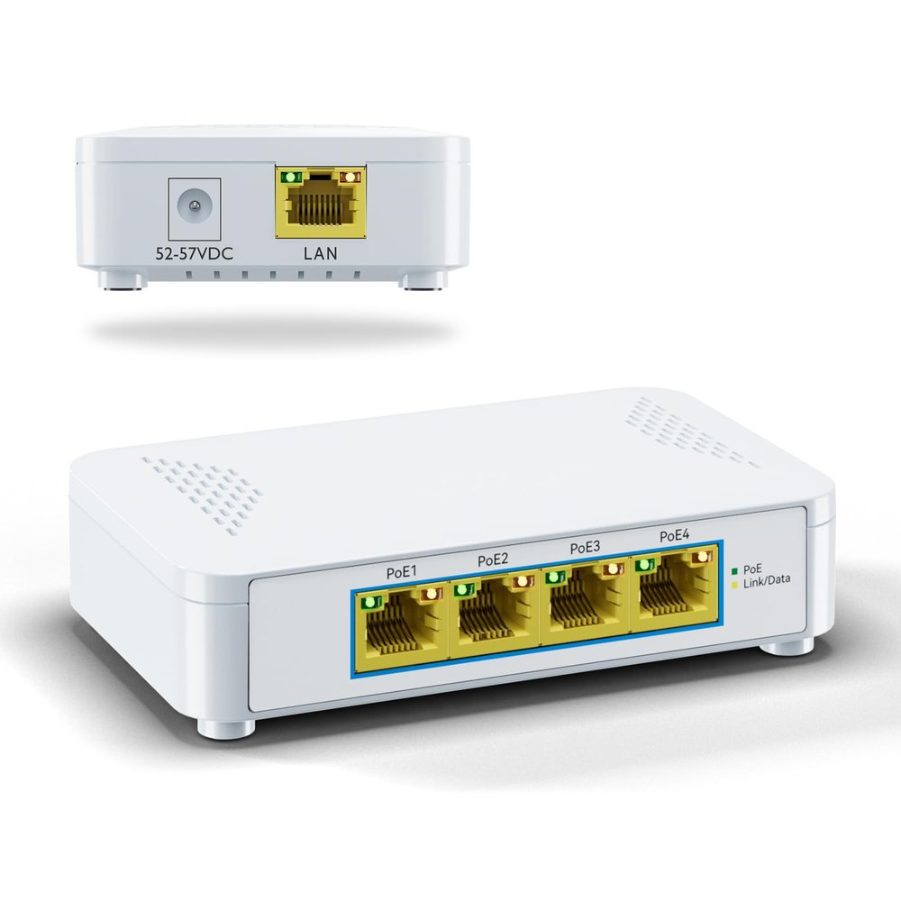 5 Port Gigabit PoE Switch - 4 PoE+ Ports, 60W Total, Plug and Play, Small Desktop Switch for Camera/Access Point/IP Phones