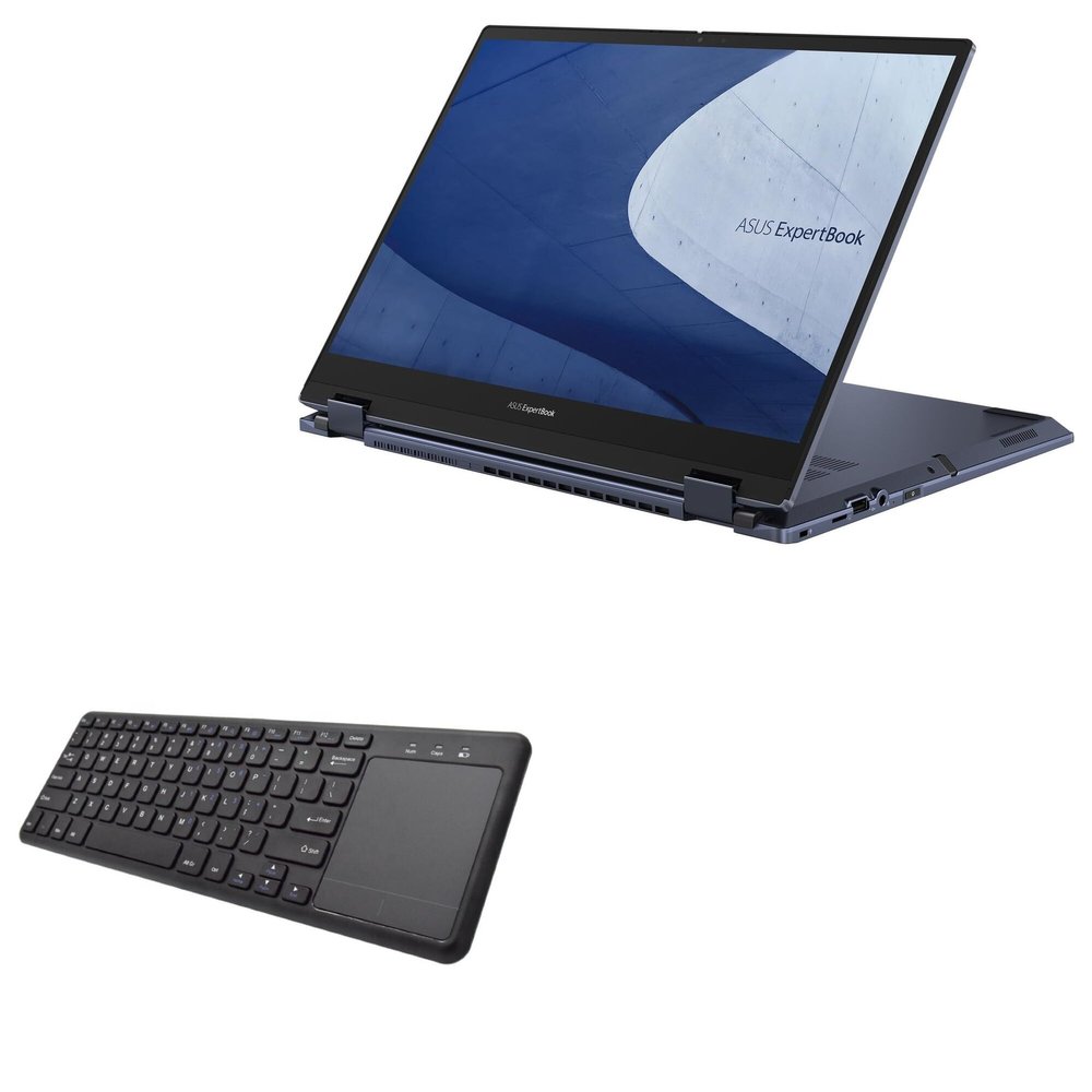 BoxWave Keyboard Compatible with ASUS ExpertBook B5 Flip OLED (B5602F) - MediaOne Keyboard with TouchPad, USB Fullsize PC Wireless TrackPad - Jet Black