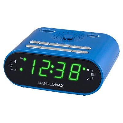 HANNLOMAX HX-158CR Alarm Clock Radio, FM Radio, USB Charge (Blue)