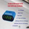 HANNLOMAX HX-158CR Alarm Clock Radio, FM Radio, USB Charge (Blue) view 2