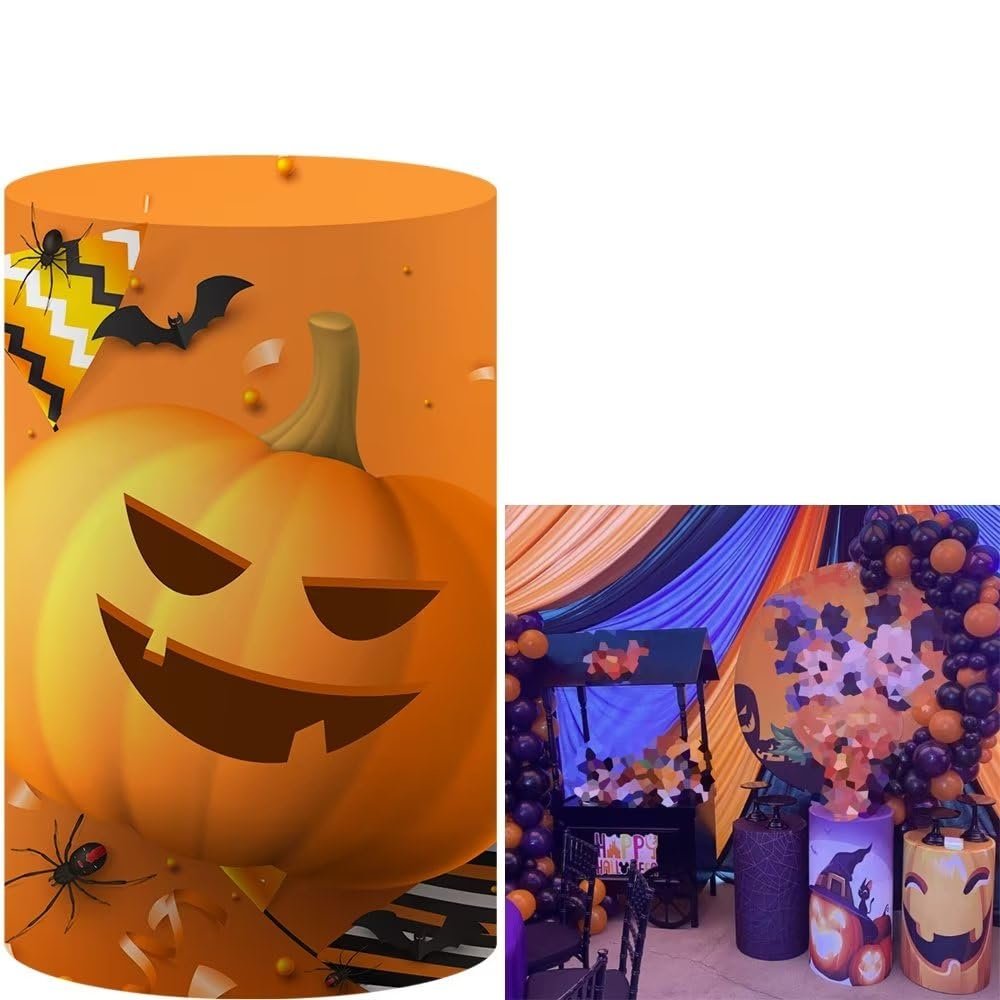 FiVan Halloween Party Decoration Props Pumpkin Plinth Cover Elastic Stretch Spandex Pedestal Cover for Metal Cylinder Stands HP-2258