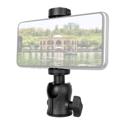 Andoer Tripod Ball Head Mount, 360 Rotating Mini Ball Joint with 1/4 Inch Screw, Built-in Adjustable Phone Clip Compatible with DSLR Camera Tripod LED Light Selfie Stick