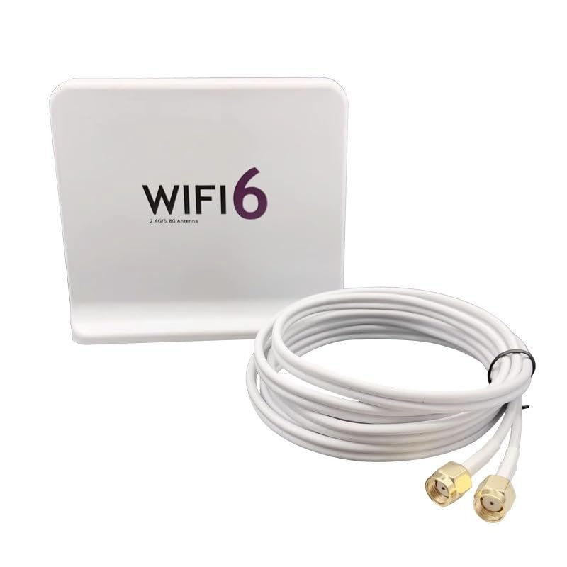 Banyanxin Portable 2.4G 5.8G WiFi 6 Mimo Aerial with 2pcs Cable Indoor Outdoor Dual Band Wireless Antenna with Magnetic Bottom (2M RP SMA Male)