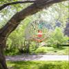 Sunflowers Gnomes Wind Spinner 3D Stainless Steel, 8 in Sun Shape Double Sided Hanging Wind Spinners, Summer Tropical Leaves Watermelon Garden Art Wind Sculpture for Yard Porch Front Door view 3