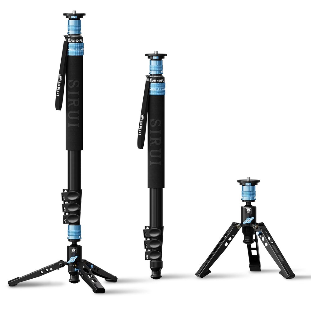 SIRUI AM-404FL Camera Monopod with Feet, 74.8 Inch Aluminum Video Monopod with Removable Base, Slim and Lightweight, Max Load 26.4lbs, 360Panorama Panning, 4-Section for Canon Nikon Sony