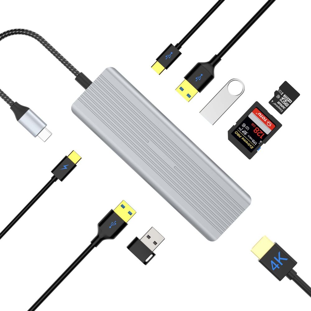 USB C Hub, TOTU 9-in-1 USB C Adapter with 4K HDMI, 100W PD Charging, SD/TF Card Reader, USB 3.0/2.0 Portsfor USB C Laptops and Other Type C Devices