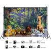 12x8ft Wild Animals Safari Backdrop Jungle Wildlife Zoo Themed Party Decoration Photography Background Wild One Birthday Newborn Baby Party Decorations Supplies Photo Studio Props view 3