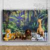 12x8ft Wild Animals Safari Backdrop Jungle Wildlife Zoo Themed Party Decoration Photography Background Wild One Birthday Newborn Baby Party Decorations Supplies Photo Studio Props view 4
