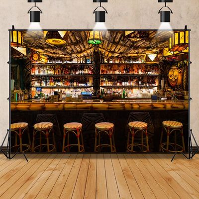 12x8ft Bar Photo Backdrops Wine Cafe Restaurant Drink Shelf Photography Backdrops for Friendsmas Party Urban Club Speakeasy Room Wall Art Photo Backgrounds Videos Photo Backdrop