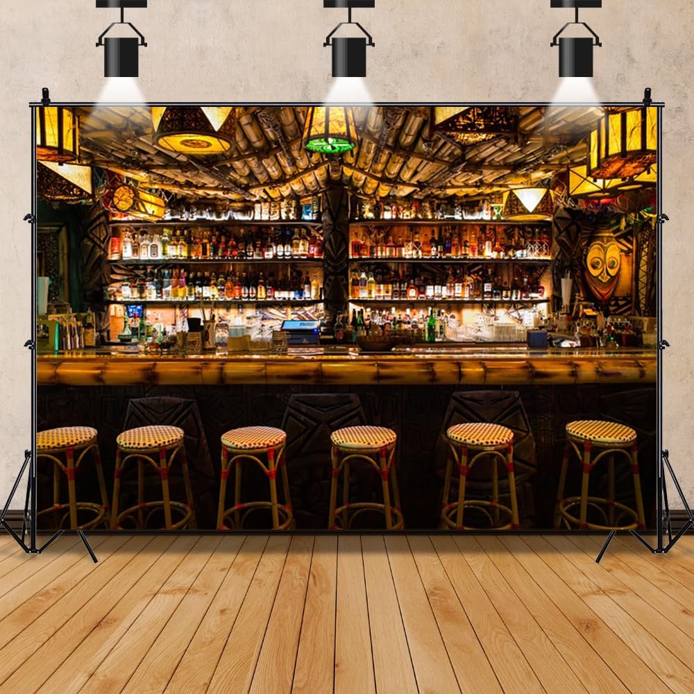 12x8ft Bar Photo Backdrops Wine Cafe Restaurant Drink Shelf Photography Backdrops for Friendsmas Party Urban Club Speakeasy Room Wall Art Photo Backgrounds Videos Photo Backdrop