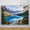 10x8ft Green Natural Mountain Lake Backdrop Pine Trees Mountains Forest Landscape Outdoor Hiking Camping Backdrop Pretty Nature Scenery Background Room Mural Studio Photo Booth Props view 4